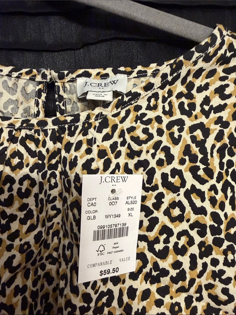 J. Crew Leopard-Print Puff Sleeve Blouse - Tan & Black